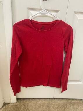 H&M Girls Red Sparkle Long Sleeve Glitter T-Shirt Size US 20